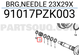 Honda 91017PZK003 BRG,NEEDLE 23X29X