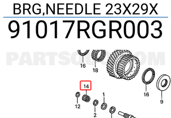 Honda 91017RGR003 BRG,NEEDLE 23X29X