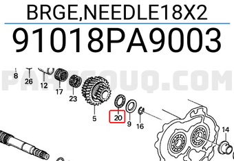 Honda 91018PA9003 BRGE,NEEDLE18X2