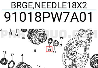 Honda 91018PW7A01 BRGE,NEEDLE18X2