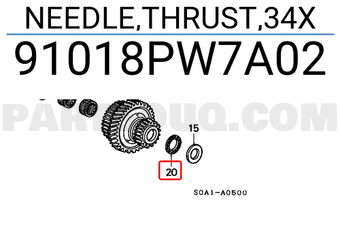 Honda 91018PW7A02 NEEDLE,THRUST,34X