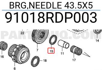 Honda 91018RDP003 BRG,NEEDLE 43.5X5