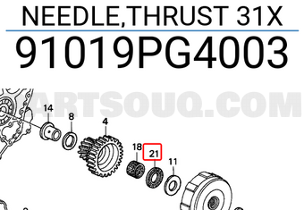 Honda 91019PG4003 NEEDLE,THRUST 31X