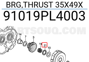Honda 91019PL4003 BRG,THRUST 35X49X