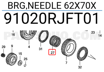 Honda 91020RJFT01 BRG,NEEDLE 62X70X
