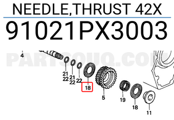 Honda 91021PX3003 NEEDLE,THRUST 42X
