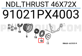 Honda 91021PX4003 NDL,THRUST 46X72X
