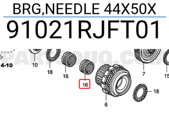 Honda 91021RJFT01 BRG,NEEDLE 44X50X