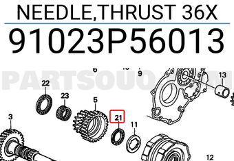 Honda 91023P56013 NEEDLE,THRUST 36X