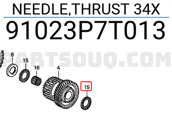 Honda 91023P7T013 NEEDLE,THRUST 34X