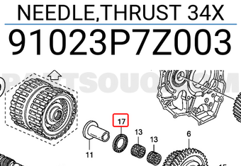 Honda 91023P7Z003 NEEDLE,THRUST 34X