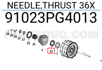 Honda 91023PG4013 NEEDLE,THRUST 36X