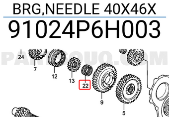 Honda 91024P6H003 BRG,NEEDLE 40X46X