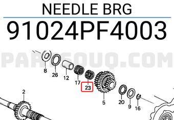 Honda 91024PF4003 NEEDLE BRG