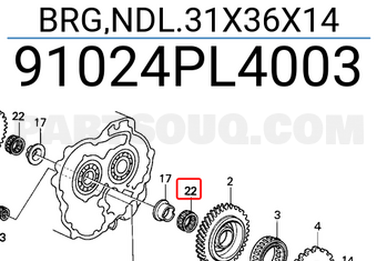 Honda 91024PL4003 BRG,NDL.31X36X14