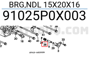 Honda 91025P0X003 BRG,NDL 15X20X16