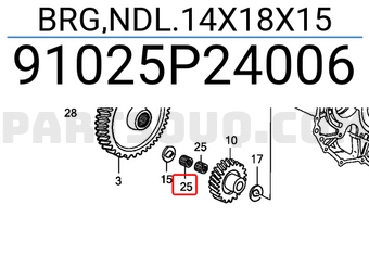 Honda 91025P24006 BRG,NDL.14X18X15