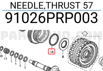 Honda 91026PRP003 NEEDLE,THRUST 57