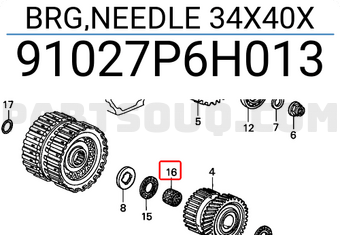 Honda 91027P6H013 BRG,NEEDLE 34X40X