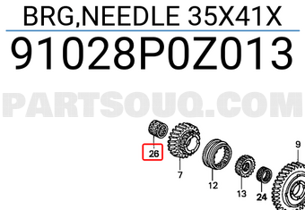Honda 91028P0Z013 BRG,NEEDLE 35X41X