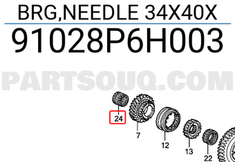 Honda 91028P6H003 BRG,NEEDLE 34X40X