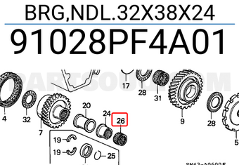 Honda 91028PF4A01 BRG,NDL.32X38X24