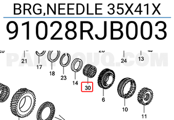 Honda 91028RJB003 BRG,NEEDLE 35X41X