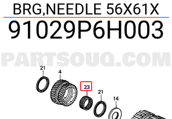 Honda 91029P6H003 BRG,NEEDLE 56X61X