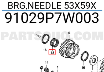 Honda 91029P7W003 BRG,NEEDLE 53X59X