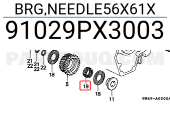 Honda 91029PX3003 BRG,NEEDLE56X61X