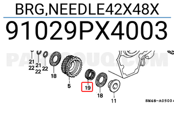 Honda 91029PX4003 BRG,NEEDLE42X48X