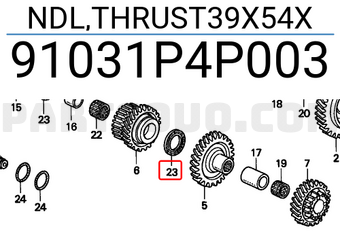 Honda 91031P4P003 NDL,THRUST39X54X