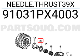 Honda 91031PX4003 NEEDLE,THRUST39X