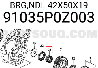 Honda 91035P0Z003 BRG,NDL 42X50X19