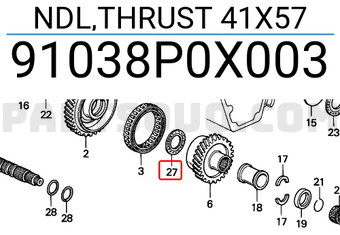 Honda 91038P0X003 NDL,THRUST 41X57