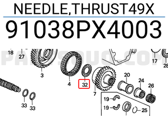 Honda 91038PX4003 NEEDLE,THRUST49X