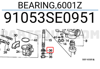 Honda 91053SE0951 BEARING,6001Z