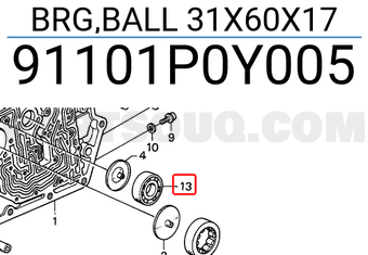 Honda 91101P0Y005 BRG,BALL 31X60X17