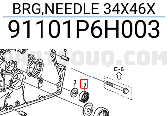 Honda 91101P6H003 BRG,NEEDLE 34X46X