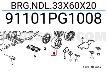 Honda 91101PG1008 BRG,NDL.33X60X20