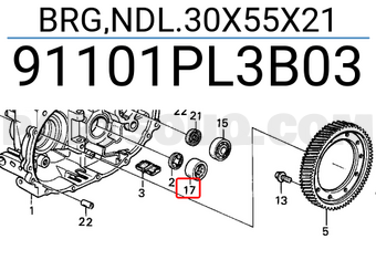 Honda 91101PL3B03 BRG,NDL.30X55X21