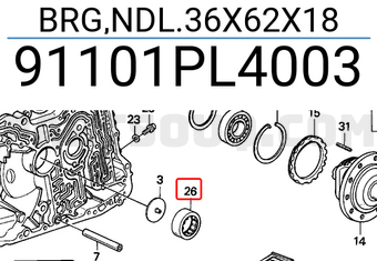 Honda 91101PL4003 BRG,NDL.36X62X18