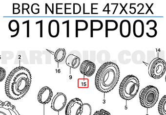 Honda 91101PPP003 BRG NEEDLE 47X52X
