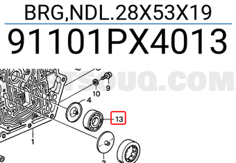 Honda 91101PX4013 BRG,NDL.28X53X19