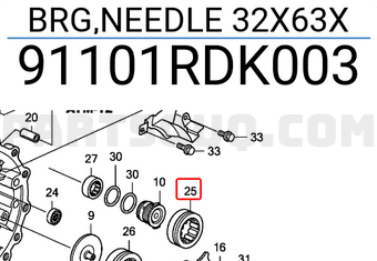 Honda 91101RDK003 BRG,NEEDLE 32X63X
