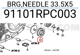 Honda 91101RPC003 BRG,NEEDLE 33.5X5