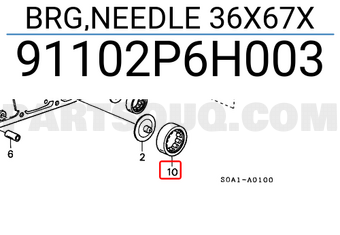 Honda 91102P6H003 BRG,NEEDLE 36X67X