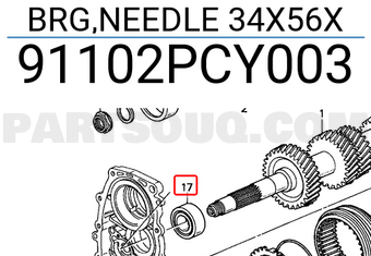 Honda 91102PCY003 BRG,NEEDLE 34X56X