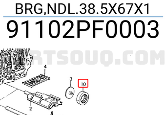 Honda 91102PF0003 BRG,NDL.38.5X67X1