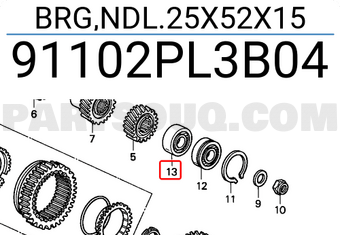 Honda 91102PL3B04 BRG,NDL.25X52X15